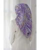 Vissona %100 Twill İpek Yaprak Desenli Pembe - Saks Renkli 90x90 Eşarp Dikim Şekli : El Dikişi