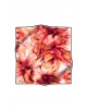 Vissona %100 Twill İpek Batik Çiçek Desenli Hardal - Kırmızı Renkli 90x90 Eşarp Kenar Dikiş Şekli El Dikişli