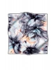 %100 Twill İpek Batik Çiçek Desenli Gri - Bebe Mavisi Renkli 90x90 Eşarp Kenar Dikiş Şekli El Dikişl