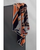 Vissona %100 Twill İpek Geometrik Desenli Taba - Siyah Renkli 90x90 Eşarp Dikim Şekli : El Dikişi