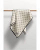 Vissona %100 Twill İpek Monogram Desenli Krem - Siyah Renkli 90x90 Eşarp Dikim Şekli : El Dikişi