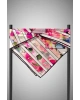 Vissona %100 Twill İpek Bahar Çiçekleri Desenli Mürdüm - Bebe Mavisi Renkli 90x90 Eşarp Kenar Dikiş Şekli El