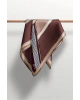 Vissona %100 Twill İpek Kareli Kazayaklı Desenli Kahverengi - Vizon Renkli 90x90 Eşarp Kenar Dikiş Şekli El