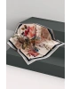 Vissona %100 Twill İpek Bahar Çiçekleri Desenli Siyah - Haki Renkli 90x90 Eşarp Dikim Şekli : El Dikişi
