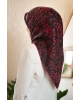 Vissona %100 Twill İpek Çıtır Çiçek Desenli Siyah - Bordo Renkli 90x90 Eşarp Dikim Şekli : El Dikişi