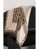 Vissona %100 Twill İpek Leopar Desenli Bej Renkli 90x90 Eşarp Dikim Şekli : El Dikişi