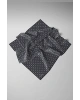 Vissona %100 Twill İpek Zincir Desenli Siyah - Saks Renkli 90x90 Eşarp Kenar Dikiş Şekli El Dikişli