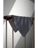 Vissona %100 Twill İpek Zincir Desenli Siyah - Saks Renkli 90x90 Eşarp Kenar Dikiş Şekli El Dikişli