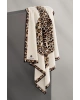 Vissona %100 Twill İpek Leopar Desenli Krem Renkli 90x90 Eşarp Dikim Şekli : El Dikişi