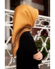Vissona %100 Twill İpek Bordürü Leoparlı Düz Desenli Gold - Gold Renkli 90x90 Eşarp Dikim Şekli : El Dikişi