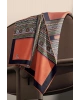 Vissona %100 Twill İpek Etnik Desenli Taba - Haki Renkli 90x90 Eşarp Dikim Şekli : El Dikişi
