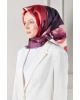 Vissona %100 Twill İpek Yaprak Desenli Bordo - İndigo Renkli 90x90 Eşarp Dikim Şekli : El Dikişi