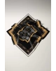 Vissona %100 Twill İpek Ekose Desenli Gold Renkli 90x90 Eşarp Dikim Şekli : El Dikişi