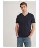 Mavi Stretch V Yaka Lacivert Basic Tişört Fitted / Vücuda Oturan Kesim