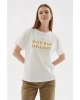 Fashion Friends Baskılı %100 Pamuklu Tişört Ekru