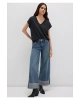 Mavi V Yaka Siyah Basic Tişört Regular Fit / Normal Kesim