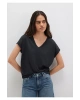 Mavi V Yaka Siyah Basic Tişört Regular Fit / Normal Kesim