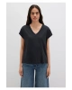 Mavi V Yaka Siyah Basic Tişört Regular Fit / Normal Kesim