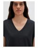 Mavi V Yaka Siyah Basic Tişört Regular Fit / Normal Kesim