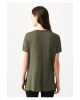 V Yaka Haki Basic Tişört Loose Fit / Bol Rahat Kesim