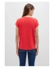 Mavi V Yaka Kırmızı Basic Tişört Loose Fit / Bol Rahat Kesim