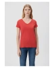 Mavi V Yaka Kırmızı Basic Tişört Slim Fit / Dar Kesim