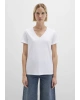 Mavi V Yaka Beyaz Basic Tişört Regular Fit / Normal Kesim