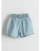 LC WAİKİKİ LCW Kids Mavi Beli Lastikli Nakışlı Kız Çocuk Jean Şort