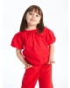 CW Kids Kırmızı Bisiklet Yaka Balon Kollu Kız Çocuk Bluz