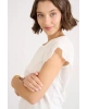 Fashion Friends %100 Pamuk Kolları Dantelli Ekru Bluz