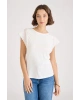 Fashion Friends %100 Pamuk Kolları Dantelli Ekru Bluz