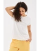 Fashion Friends Bisiklet Yaka %100 Pamuklu Tişört Beyaz