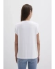 Mavi V Yaka Beyaz Basic Viskoz Tişört Regular Fit / Normal Kesim