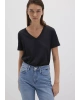 Mavi V Yaka Siyah Basic Tişört Regular Fit / Normal Kesim