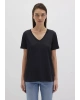 Mavi V Yaka Siyah Basic Tişört Regular Fit / Normal Kesim