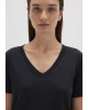 Mavi V Yaka Siyah Basic Tişört Regular Fit / Normal Kesim
