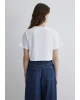 Mavi Baskılı Beyaz Crop Tişört Regular Fit / Normal Kesim