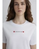 Mavi Baskılı Beyaz Crop Tişört Regular Fit / Normal Kesim