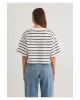 Mavi Logo Baskılı Siyah Çizgili Crop Tişört Crop / Kısa Kesim