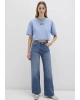 Mavi Logo Baskılı Crop Tişört Crop / Kısa Kesim