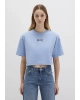 Mavi Logo Baskılı Crop Tişört Crop / Kısa Kesim