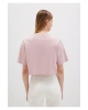 Mavi Logo Baskılı Crop Pembe Kadın T-Shirt