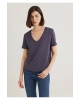 Mavi V Yaka Mor Basic Tişört Regular Fit / Normal Kesim