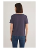 Mavi V Yaka Mor Basic Tişört Regular Fit / Normal Kesim