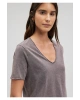 V Yaka Gri Basic Tişört Slim Fit / Dar Kesim