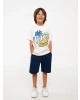 LCW Kids Lacivert Beli Lastikli Rahat Kalıp Erkek Çocuk Şort
