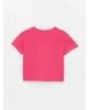 LCW Kids Fuşya Bisiklet Yaka Baskılı Kısa Kollu Kız Bebek Tişört