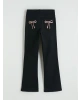 LCW Kids Siyah Ispanyol Paça Kız Çocuk Gabardin Pantolon