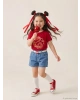 LCW Kids Indigo Beli Kemerli Kız Çocuk Jean Şort
