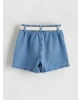 LCW Kids Indigo Beli Kemerli Kız Çocuk Jean Şort